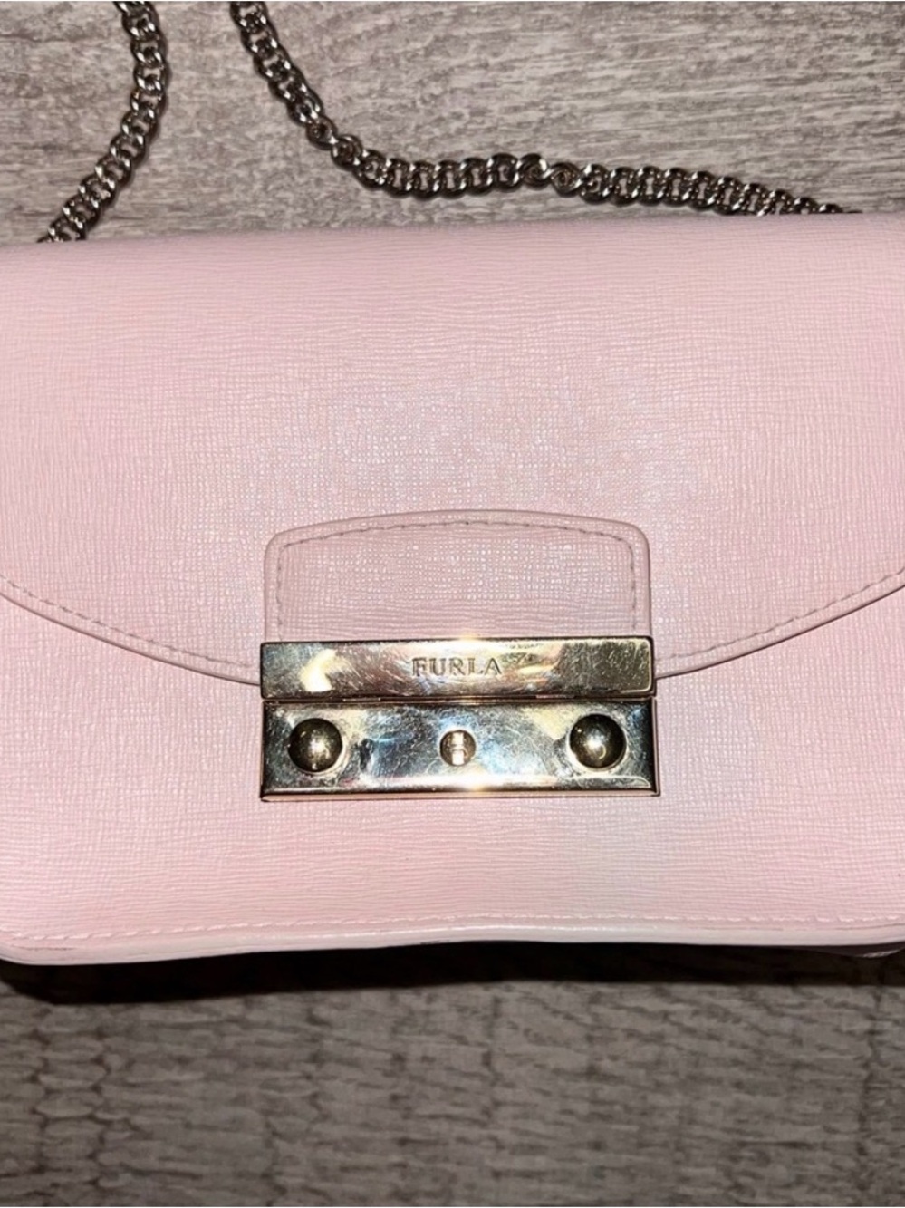 Furla mini Light Pink Leather Crossbody